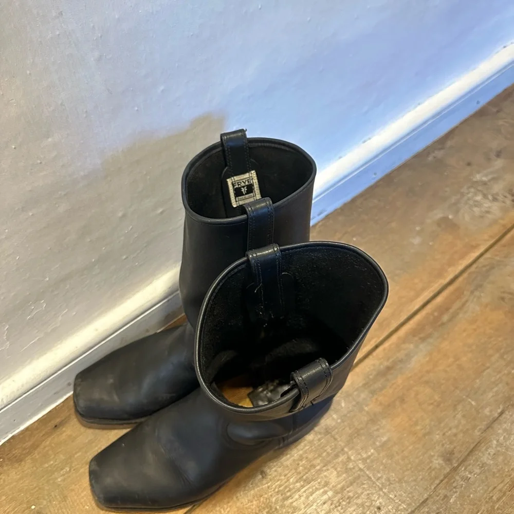 Vintage Frye Black Leather Boots Mens 11.5 - Picture 4 of 6